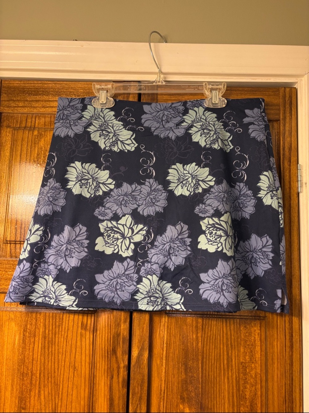 Tranquility by Colorado Clothing Navy Floral Mini Skirt with Lavender Accents